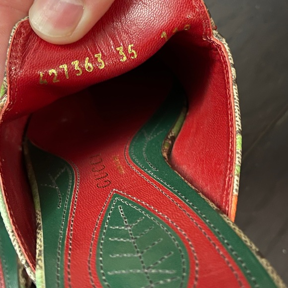 Authentic womens Gucci Grey Canvas Bird Printed Princetown mules size 35 - Picture 6 of 7